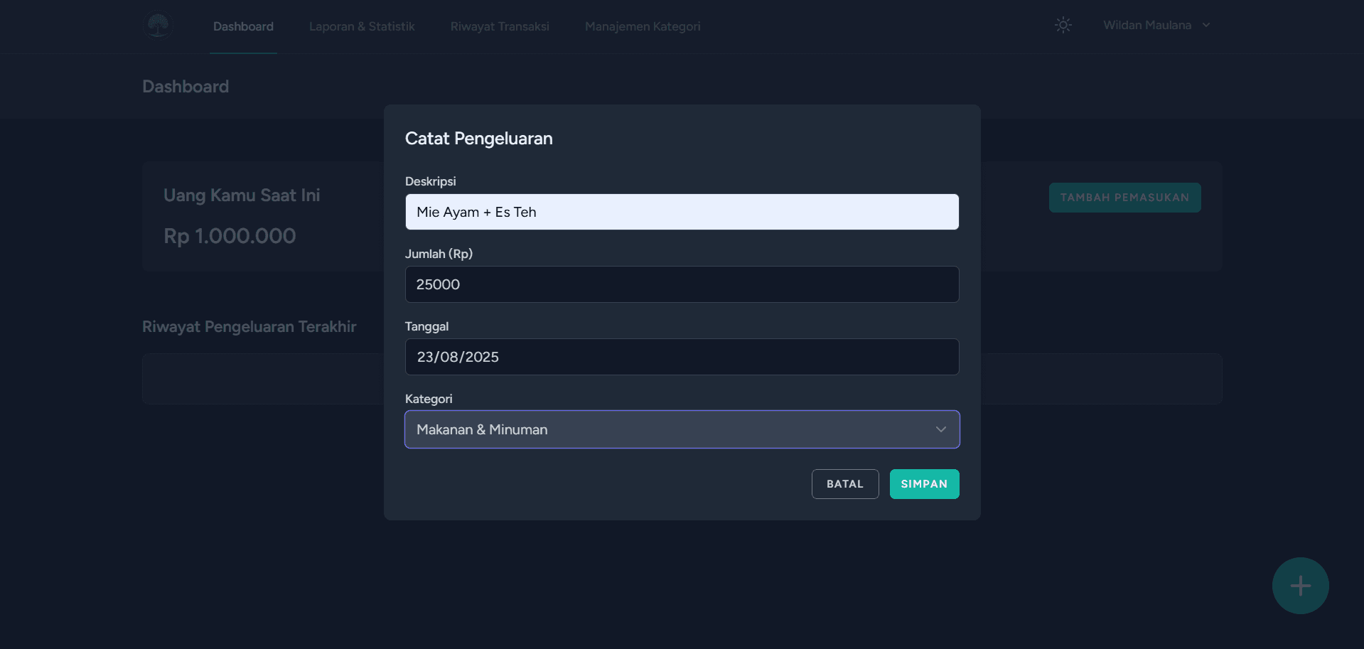 Tampilan proyek Nyimpeni Arthoku - Aplikasi Pencatat Pengeluaran #4