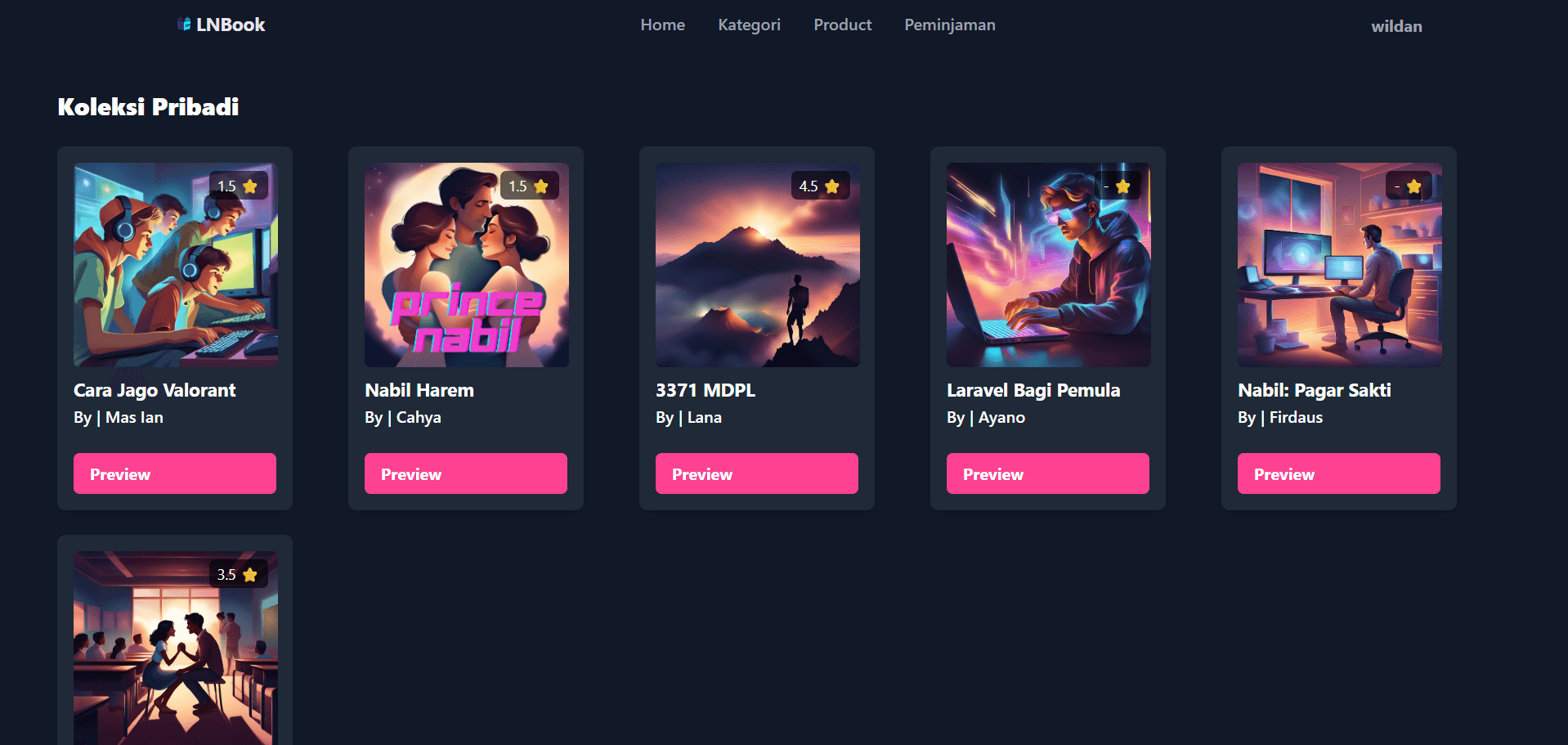 Tampilan proyek Website Perpustakaan #7